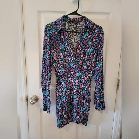 Zara Floral Short Satin Dress - Picture 8 of 10